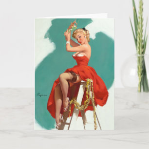 Under Mistletoe Pin Up Helgkort