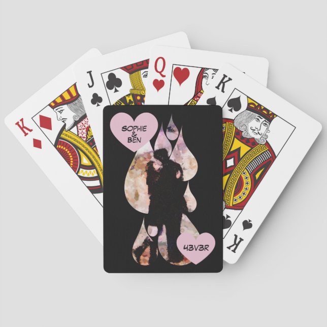 Under paraply: Romantiskt par som kysser i regnet Casinokort (Baksidan)