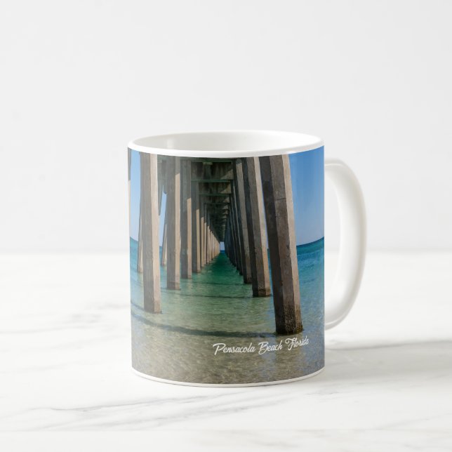 Under Pensacola Beach Pier Klassisk Mugg (Framsida höger)