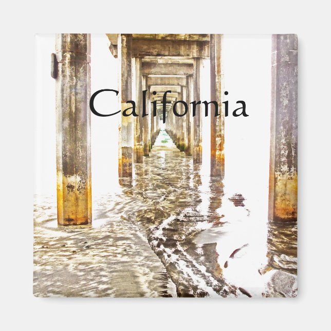 Under Scripps Pier, Kalifornien Magnet (Framsidan)