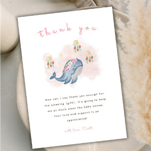 Under Se Sweet Whale Blommigt Baby Shower Tack Kort