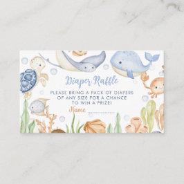 Under Sea Animals Baby Shower Diaper Raffle Tilläggskort