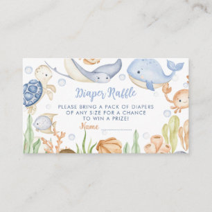 Under Sea Animals Baby Shower Diaper Raffle Tilläggskort