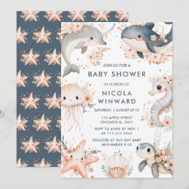 Under Sea Animals Baby Shower Inbjudningar