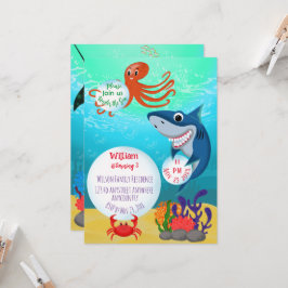 Under Sea Animals Inbjudan under en Födelsedagsfes