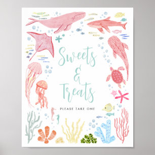 Under Sea Animals Sweets-tecken Poster
