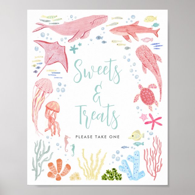 Under Sea Animals Sweets-tecken Poster (Framsidan)