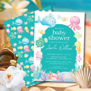 Under Sea Äventyr Baby Shower Inbjudningar