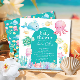 Under Sea Äventyr Baby Shower Inbjudningar