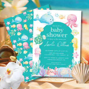 Under Sea Äventyr Baby Shower Inbjudningar