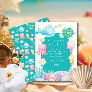 Under Sea Äventyr Diaper Raffle Inbjudningar