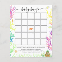 Under Sea Baby Bingo-spelkortet