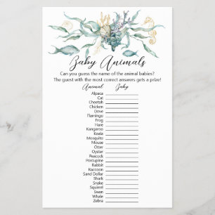 Under Sea Baby djur Game Card Flygblad