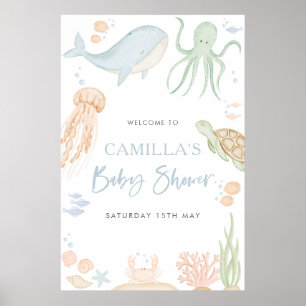 Under Sea Baby Shower 24x36’ Welcome Sign Poster