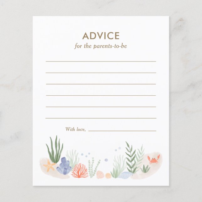 Under Sea Baby Shower Advice Card (Framsida)