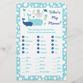 Under Sea Baby Shower Animal Match Game Flygblad
