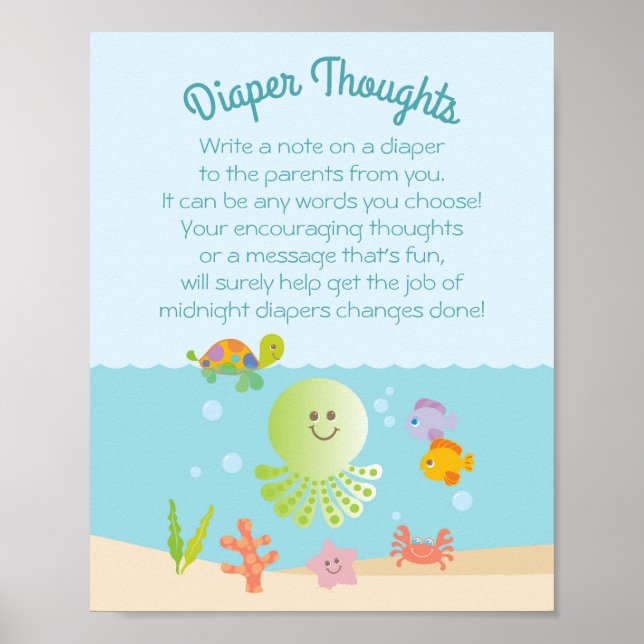 Under Sea Baby Shower (Bebisskuva), dystra tankesp Poster (Framsidan)
