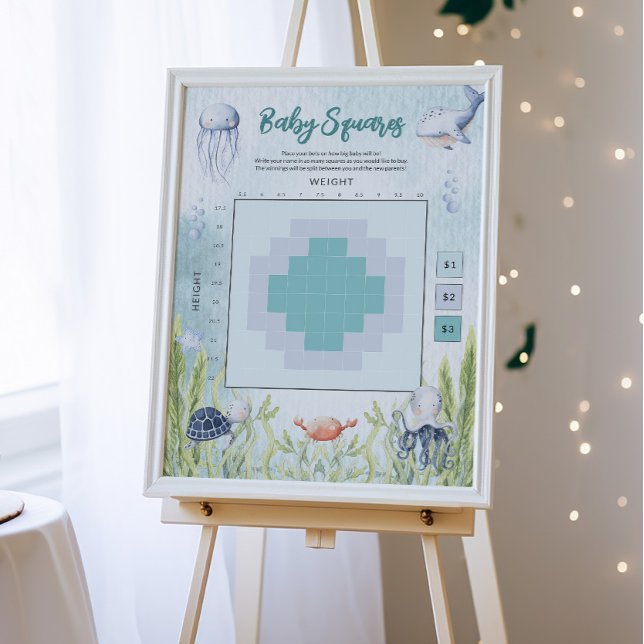 Under Sea Baby Shower Betting Squares-skylt Poster (Skapare uppladdad)