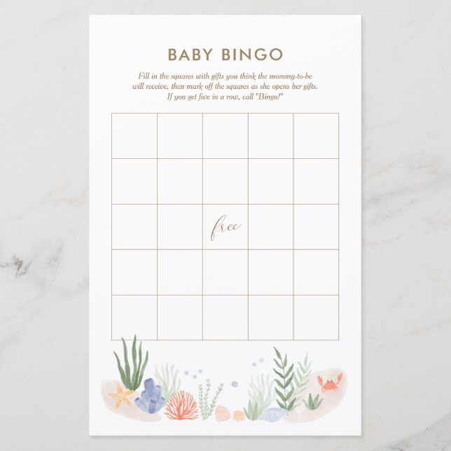 Under Sea Baby Shower Bingo Game (Framsida)
