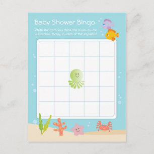 Under Sea Baby Shower Bingo Game Card Inbjudan Vykort
