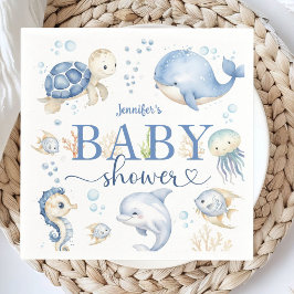 Under Sea Baby Shower Boy Ocean Papper Napkins Pappersservett