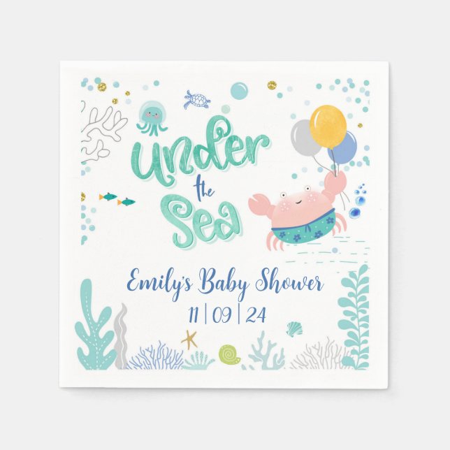 Under Sea Baby Shower Cocktail Napkins Pappersservett (Framsidan)