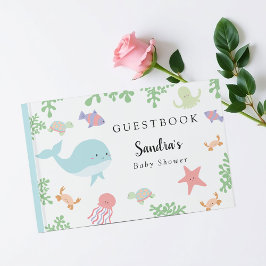 Under Sea Baby Shower Cute Anpassningsbar Pastel Gästböcker