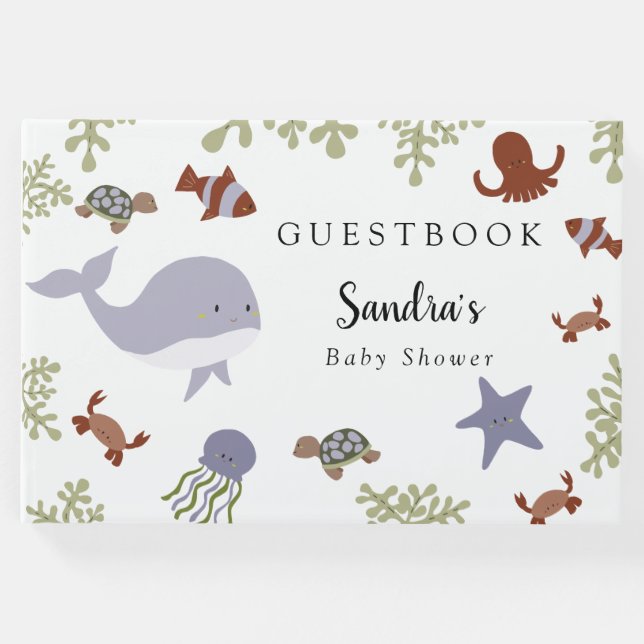 Under Sea Baby Shower Cute-Anpassningsbarna Gästböcker (Framsida)
