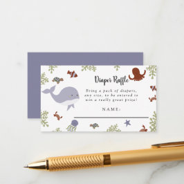 Under Sea Baby Shower Cute Diaper Raffle Tilläggskort