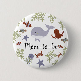 Under Sea Baby Shower Cute Kawaii Mamma till ska Knapp