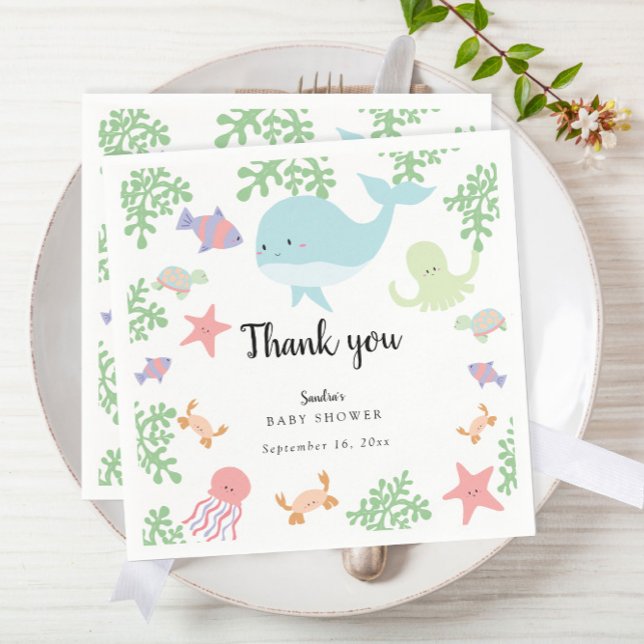 Under Sea Baby Shower Cute Kawaii Tack. Pappersservett (Skapare uppladdad)