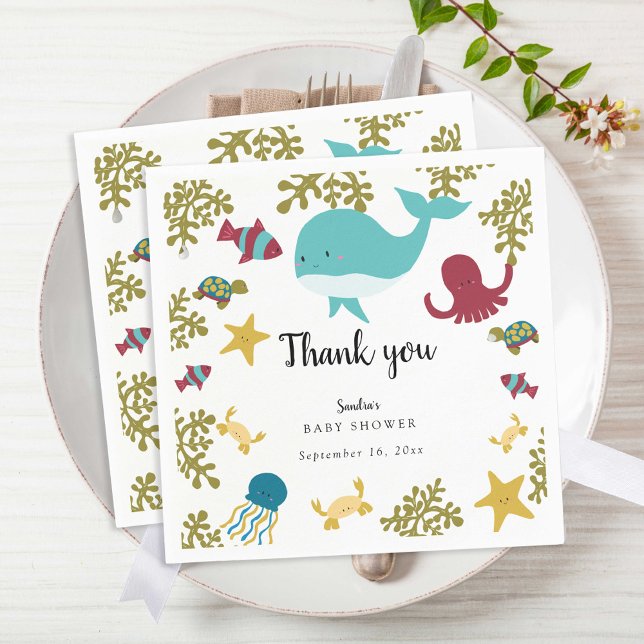 Under Sea Baby Shower Cute Kawaii Tack. Pappersservett (Skapare uppladdad)