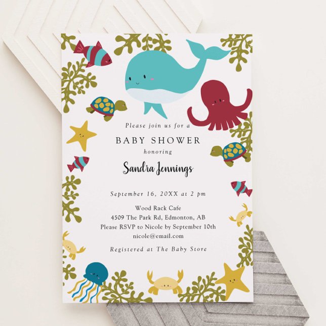 Under Sea Baby Shower Cute-Neutralten Inbjudningar (Skapare uppladdad)