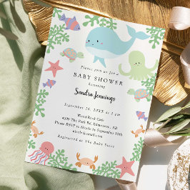 Under Sea Baby Shower Cute Pastel Neutralt Inbjudningar