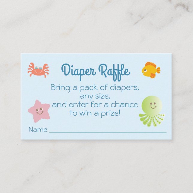 Under Sea Baby Shower Diaper Raffle Biljett (Framsida)