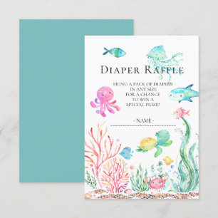 Under Sea Baby Shower Diaper Raffle Biljett Inbjudningar