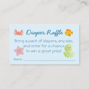 Under Sea Baby Shower Diaper Raffle Biljett Tilläggskort