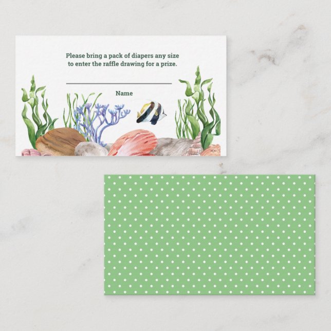 Under Sea Baby Shower Diaper Raffle Tilläggskort (Fram/baksida)