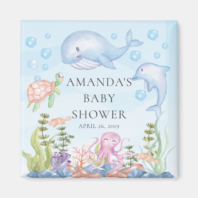 Under Sea Baby Shower Favor Magnet (Framsidan)