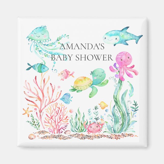 Under Sea Baby Shower Favor Magnet (Framsidan)