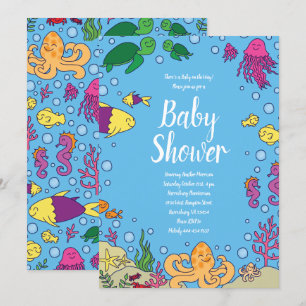 Under Sea Baby Shower Fish Ocean Inbjudningar