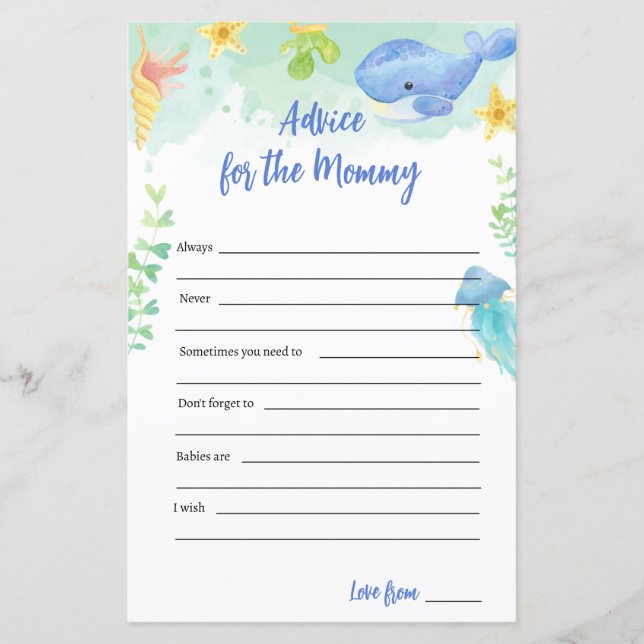 Under Sea Baby Shower Game Advice for Mamma (Framsida)