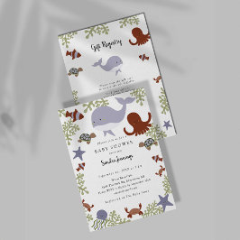 Under Sea Baby Shower Gift Registry QR-kod Inbjudningar