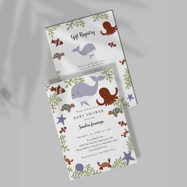 Under Sea Baby Shower Gift Registry QR-kod Inbjudningar (Skapare uppladdad)
