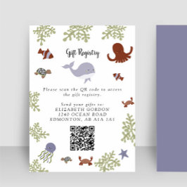 Under Sea Baby Shower Gift Registry QR-kod Tilläggskort
