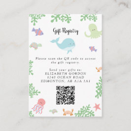 Under Sea Baby Shower Gift Registry QR-kod Tilläggskort