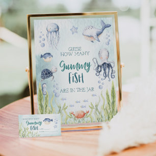 Under Sea Baby Shower Gummy Fish Game Sign Poster