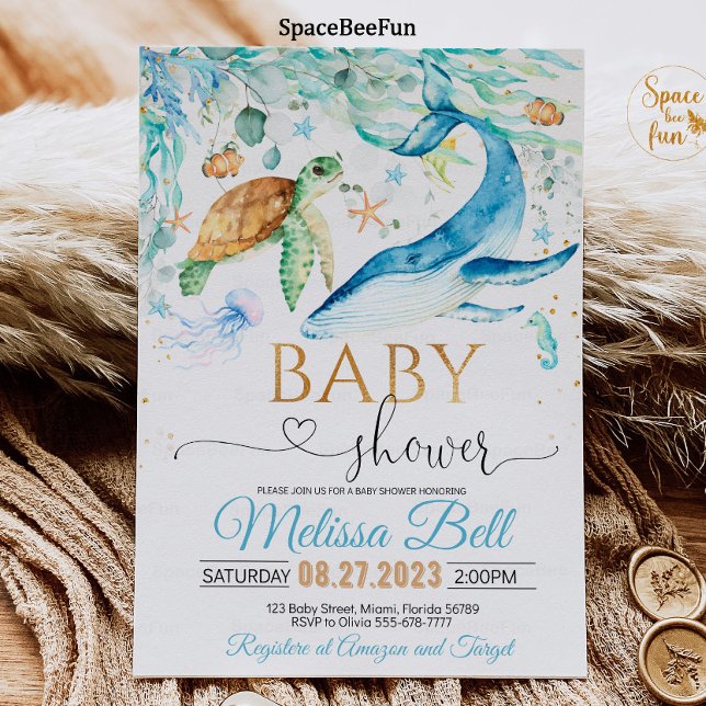 Under Sea Baby Shower-inbjudan Boy Ocean Inbjudningar (Skapare uppladdad)