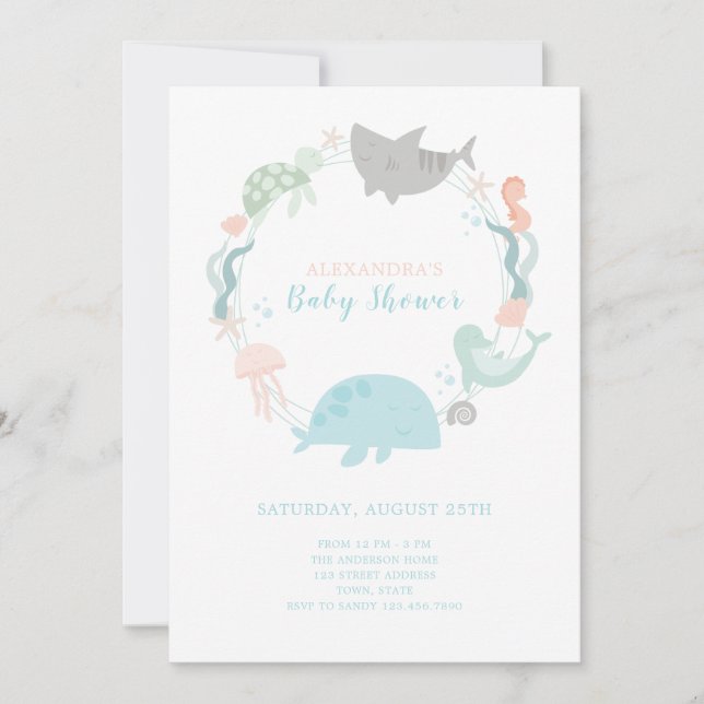 Under Sea Baby Shower-inbjudan Inbjudningar (Framsida)