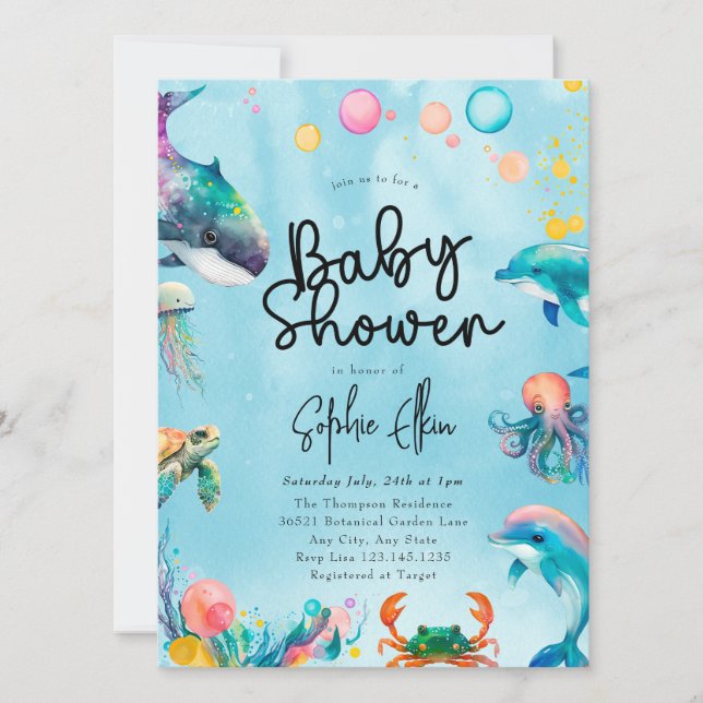 Under Sea Baby Shower Inbjudningar (Framsida)